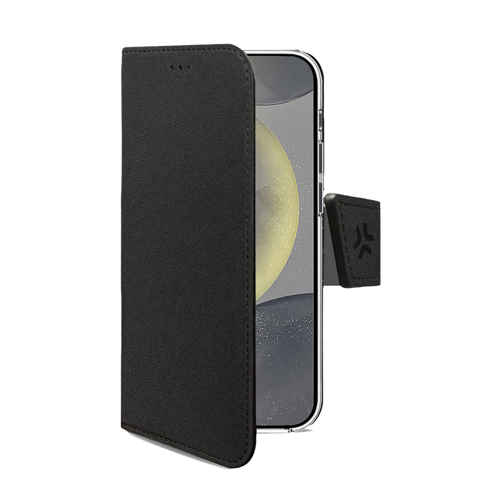 Celly Wally Black Faux Leather Book Case with Magnetic Flap Closure, Card Slots and Stand Function for Galaxy S26 Ultra 5G