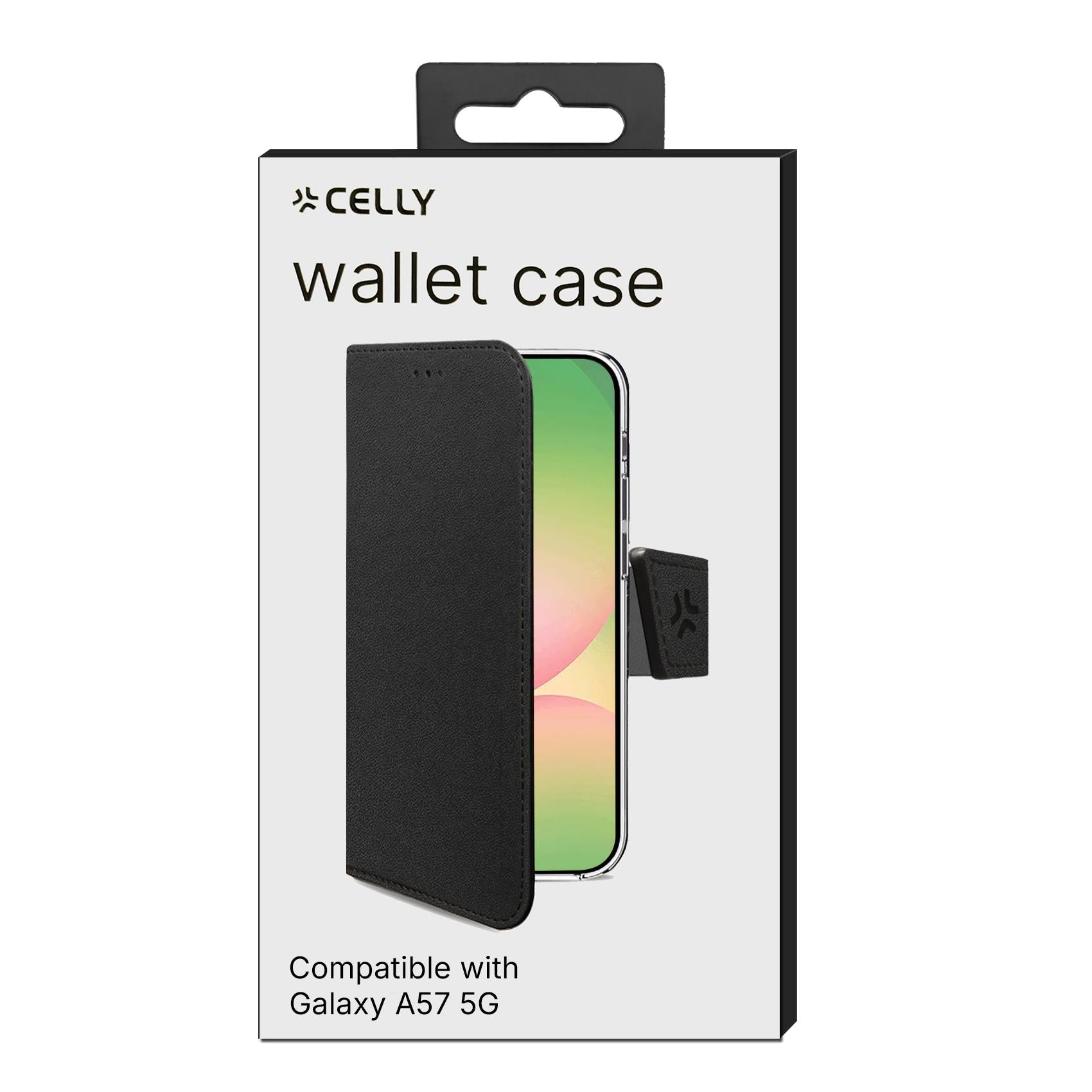 Celly Wally Bookcase for Samsung Galaxy A57 5G/ Galaxy A57 5G EE Black