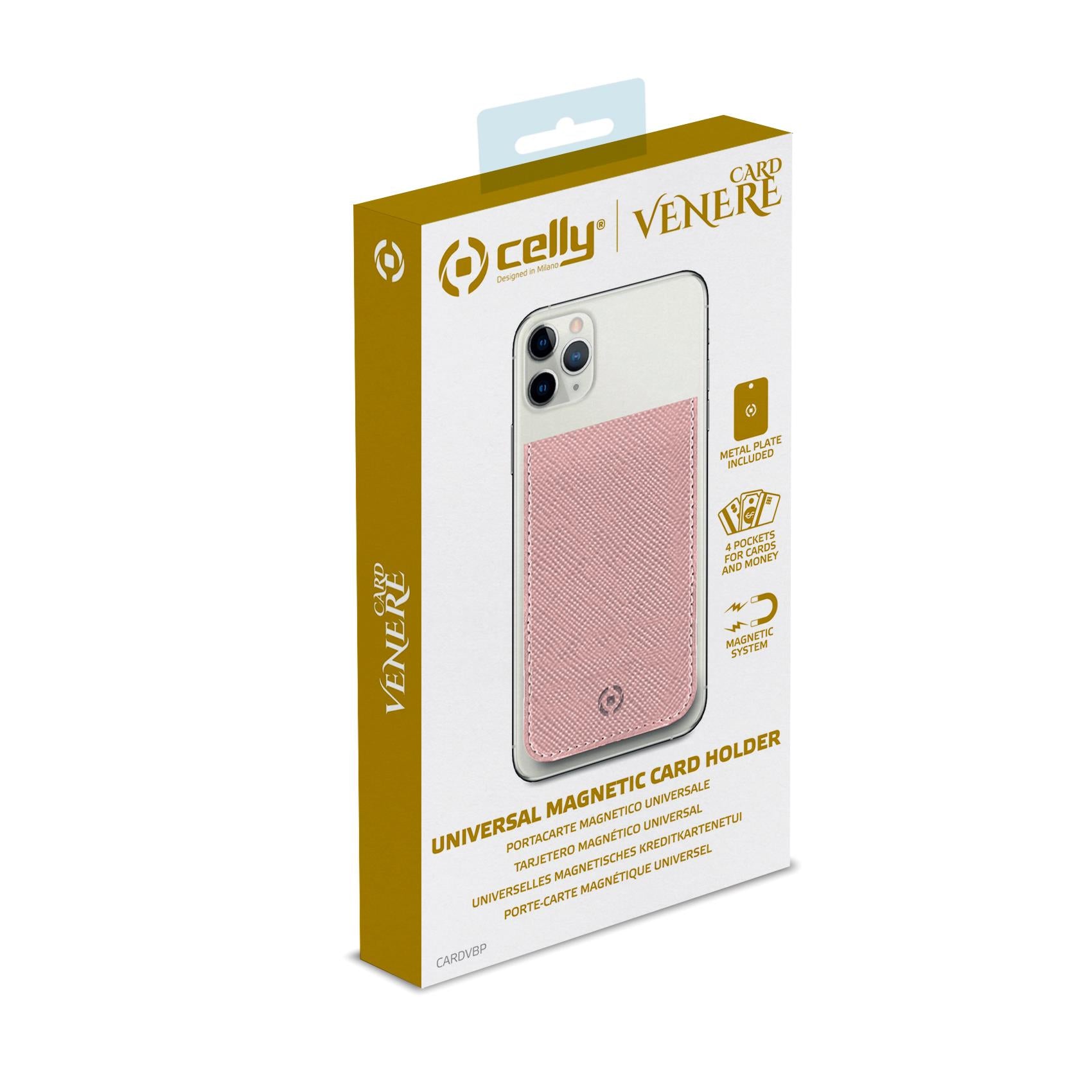 Celly VENERE Universal Magnetic Card Holder PINK