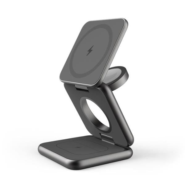 Celly MAGFOLD3IN1 - 3-in-1 wireless charger, Magsafe technology, charges up to 3 devices, maximum power 15 Watts, foldable