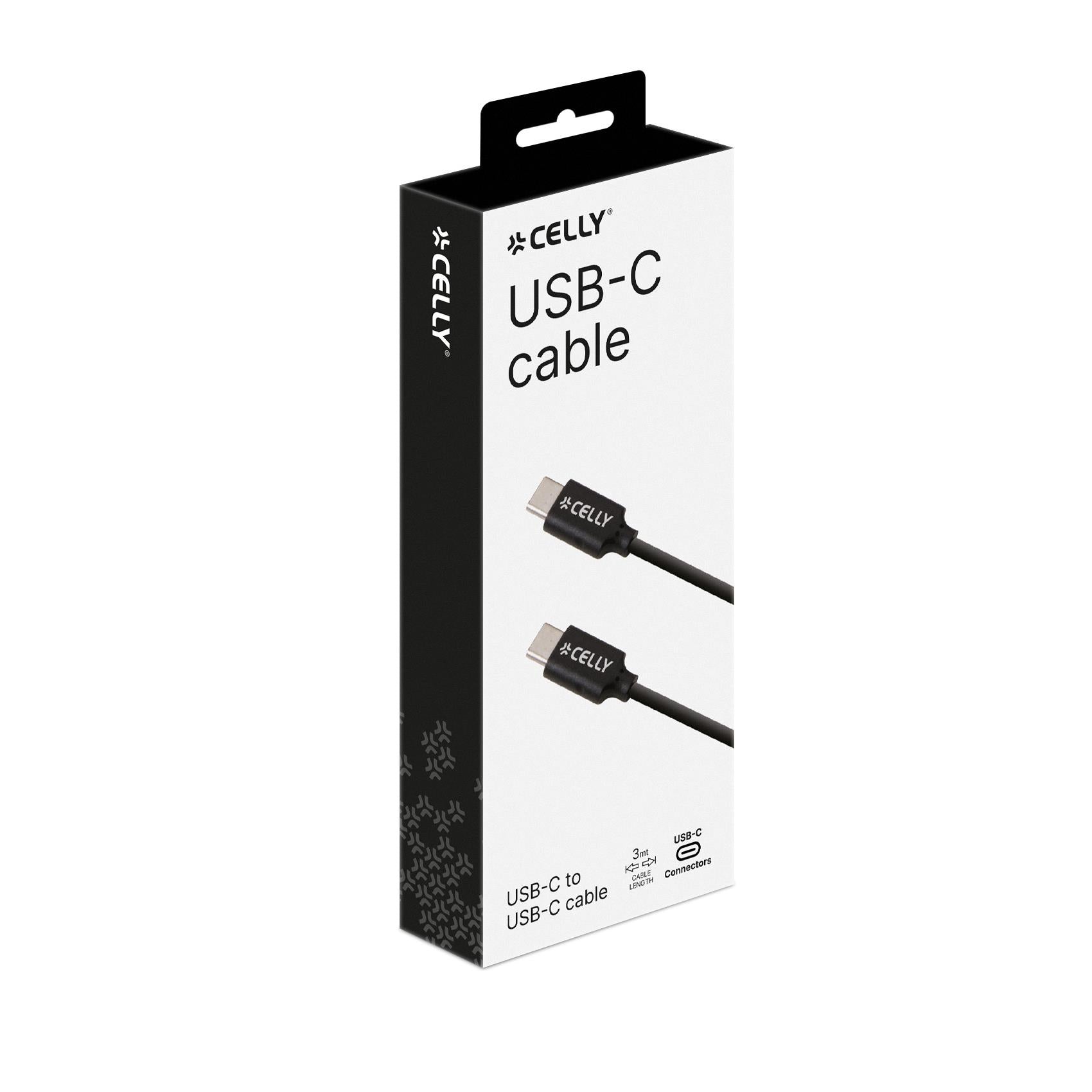 Celly USB-C TO USB-C 60W CABLE 3MT BLACK