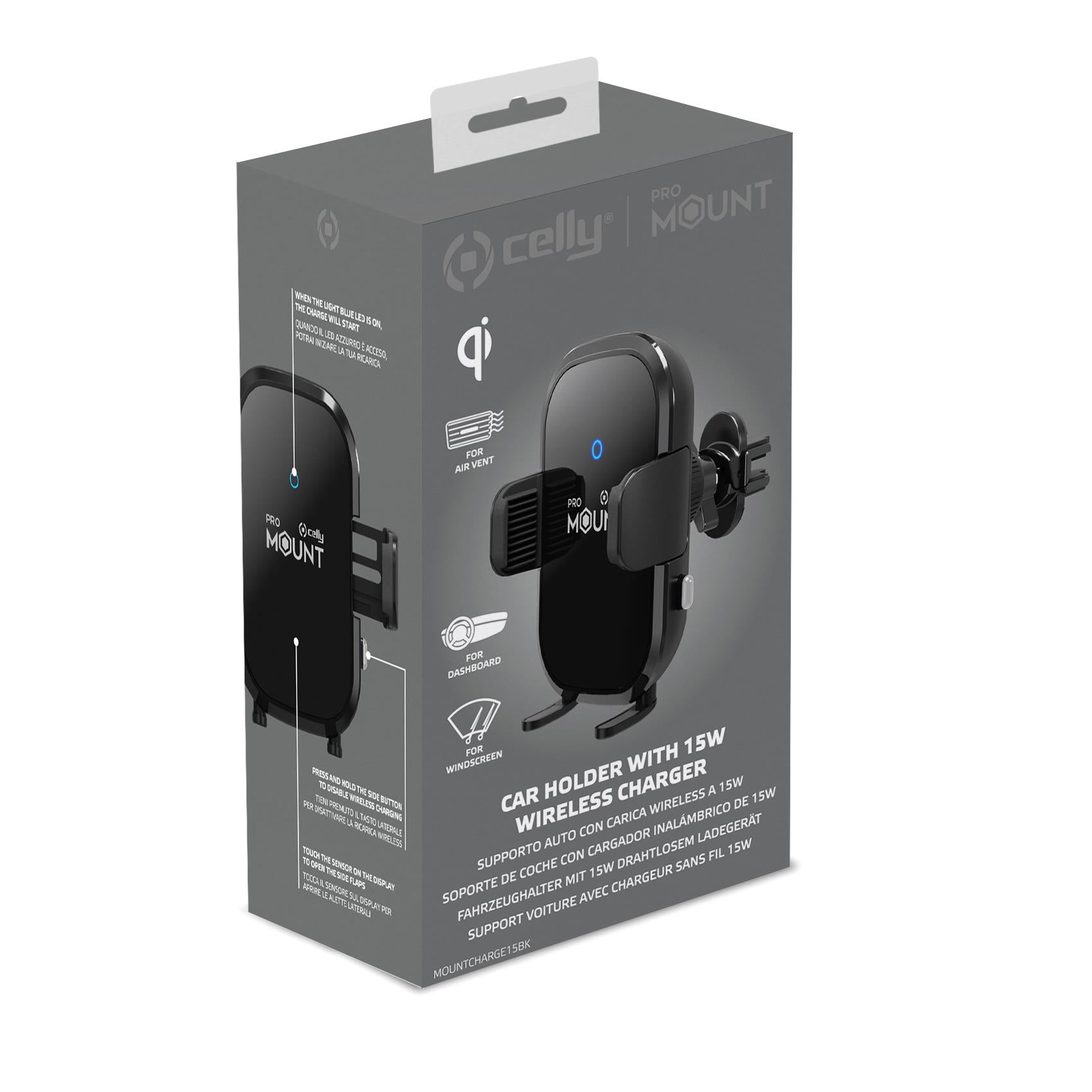 Celly WIRELESS CAR HOLDER 15 WATT BLACK