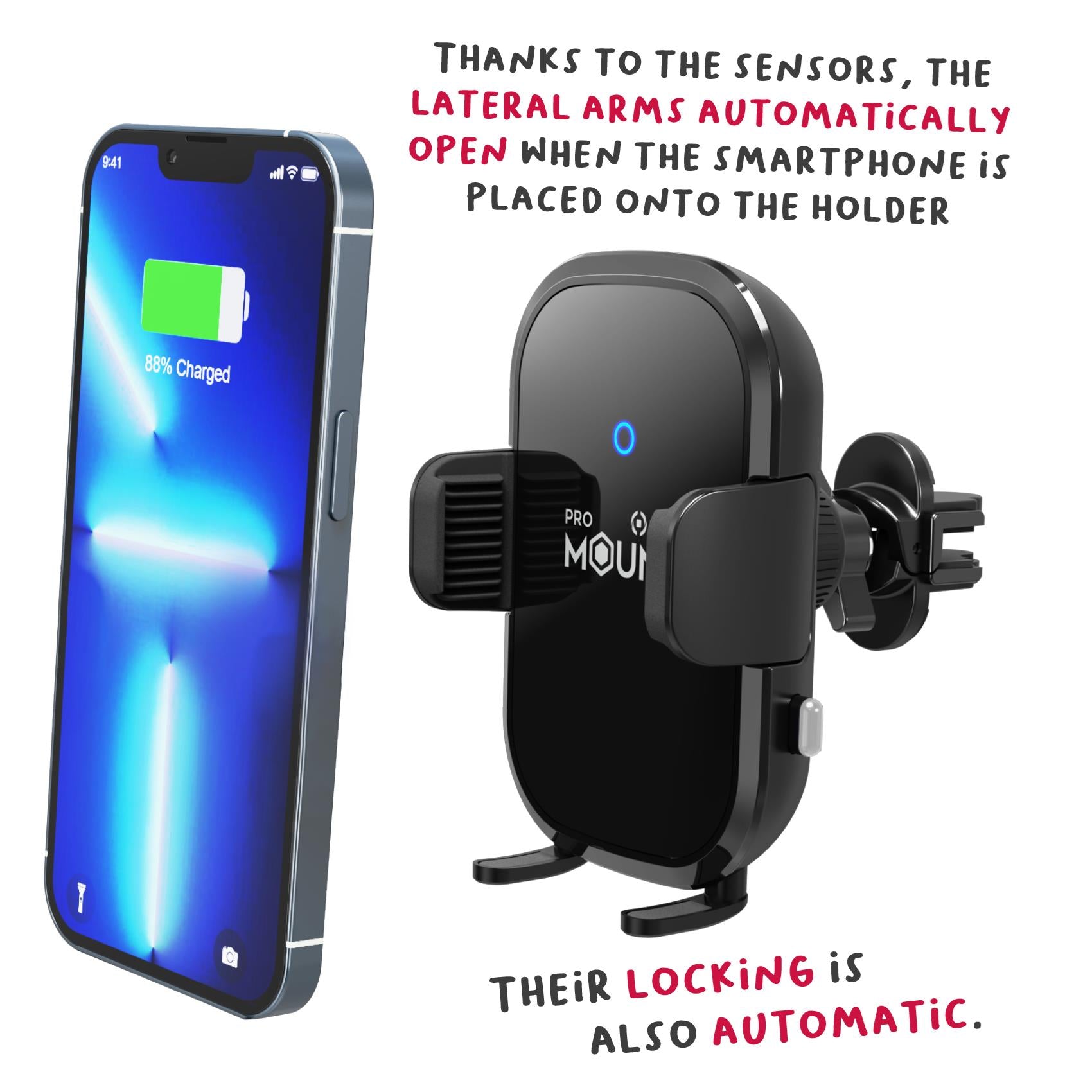 Celly WIRELESS CAR HOLDER 15 WATT BLACK