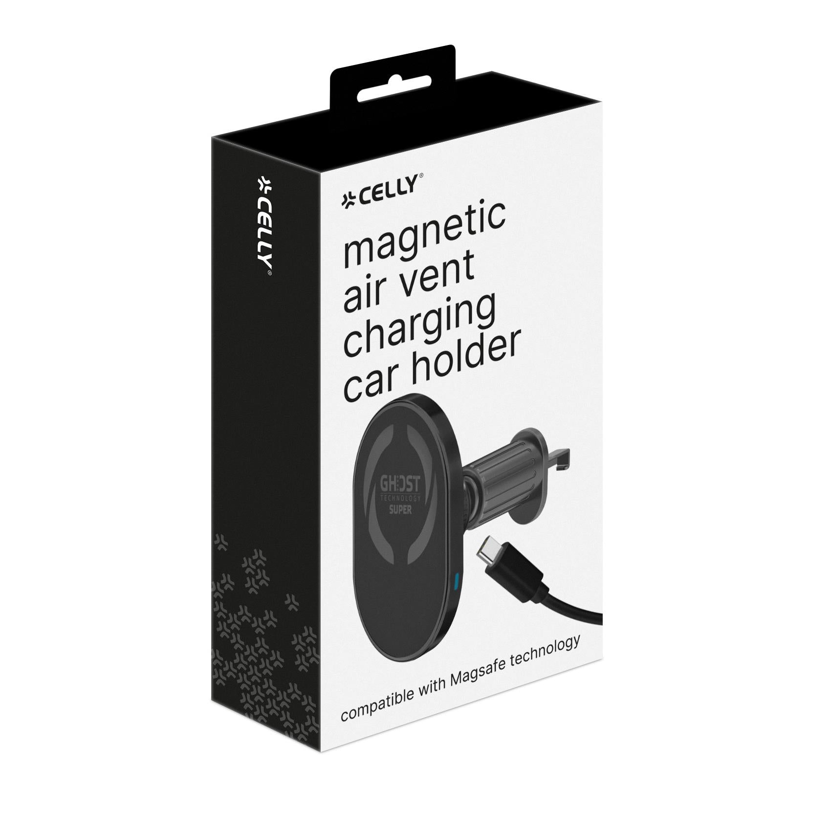 Celly GHOSTSUPERMAGCH - 15W Wireless Charger Car Holder compatible with Magsafe technology