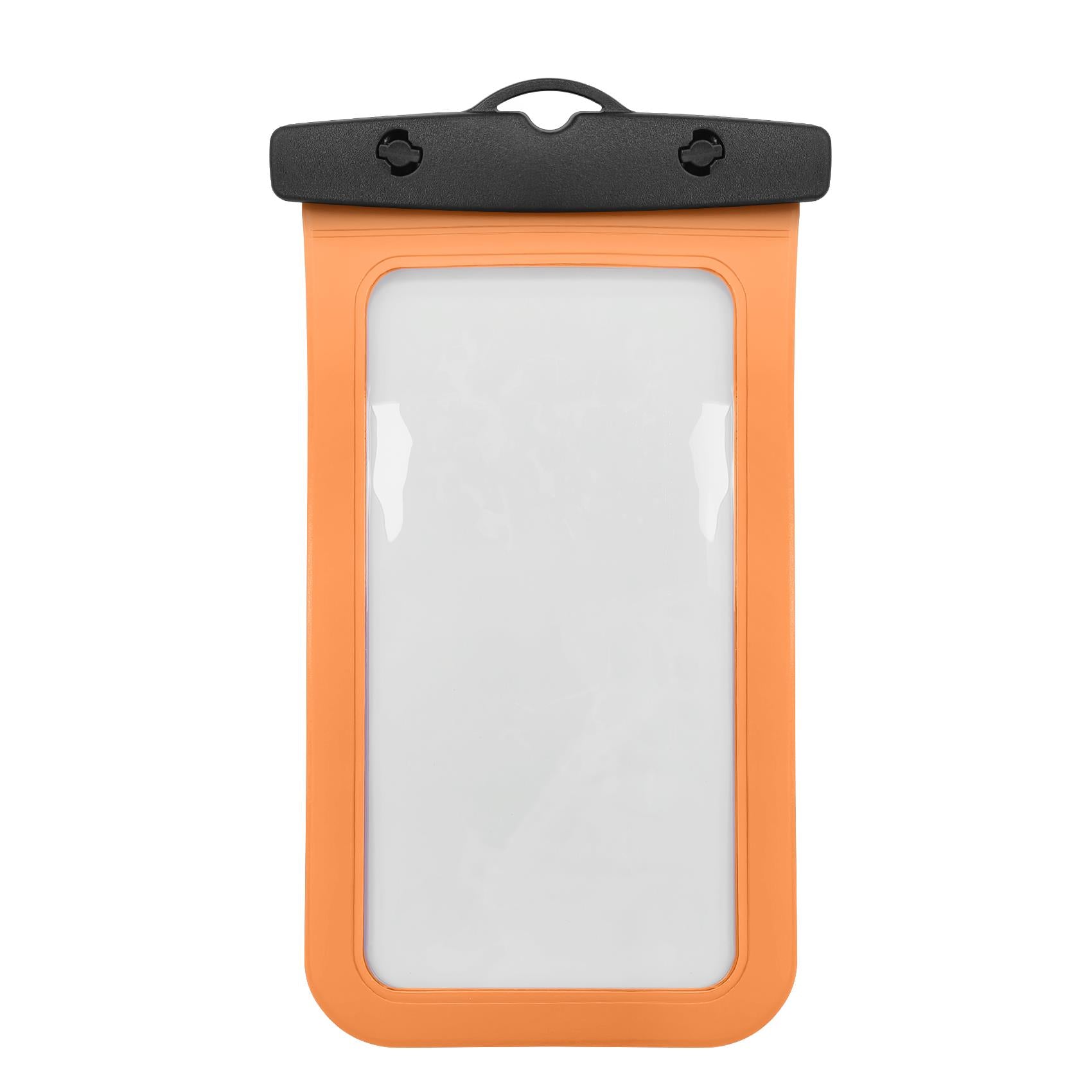 Celly SPLASHBAG26OR - Waterproof case for smartphones up to 7" display size, transparent design, hermetic closure, neck strap included