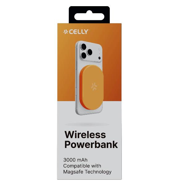 Celly MAGMINIPB3000OR - 5W Wireless Powerbank 3000 mAh Orange