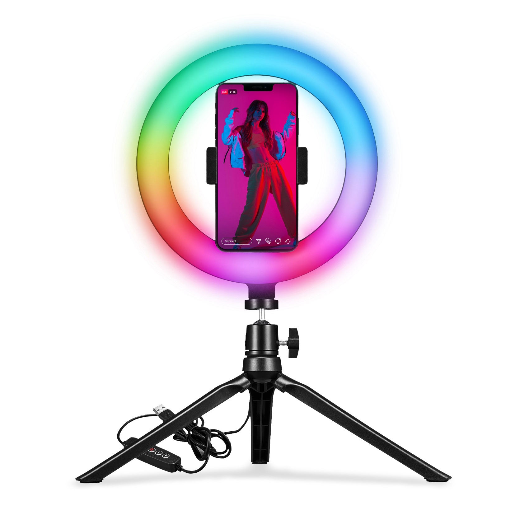 Celly PORTABLE TRIPOD+FLASH LIGHT RGB