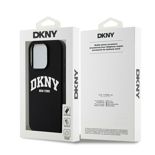 DKNY DKHMP14XSNYACH iPhone 14 Pro Max black hardcase Liquid Silicone White Printed Logo MagSafe