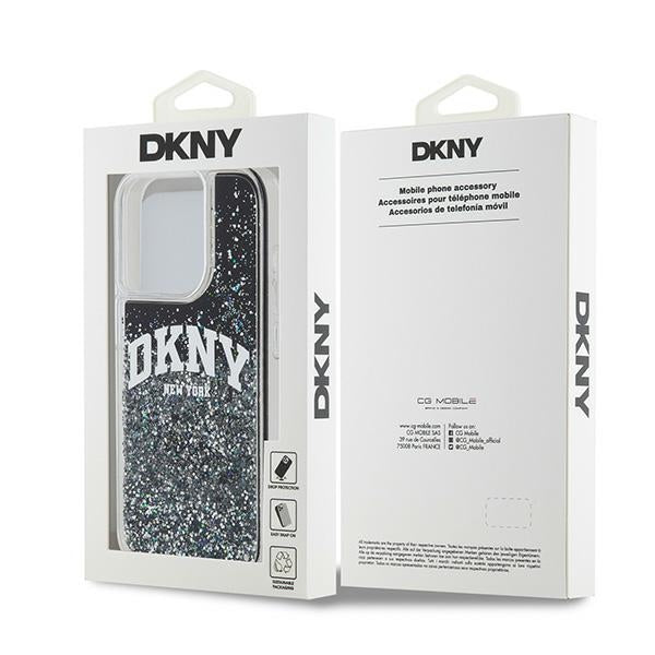 DKNY DKHCP13LLBNAEK iPhone 13 Pro black hardcase Liquid Glitter Big Logo