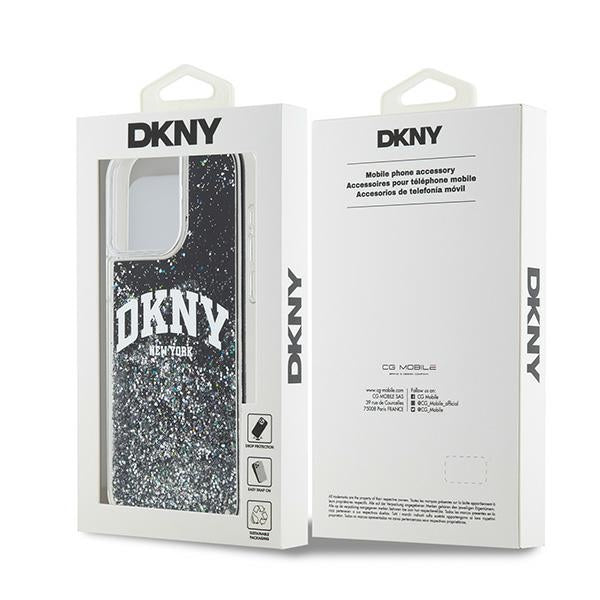 DKNY DKHCP14LLBNAEK iPhone 14 Pro black hardcase Liquid Glitter Big Logo