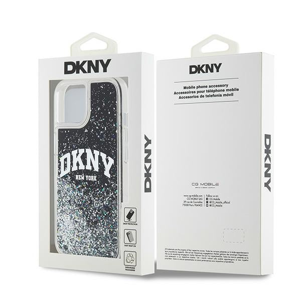 DKNY DKHCP14SLBNAEK iPhone 14 / 15 / 13 black hardcase Liquid Glitter Big Logo