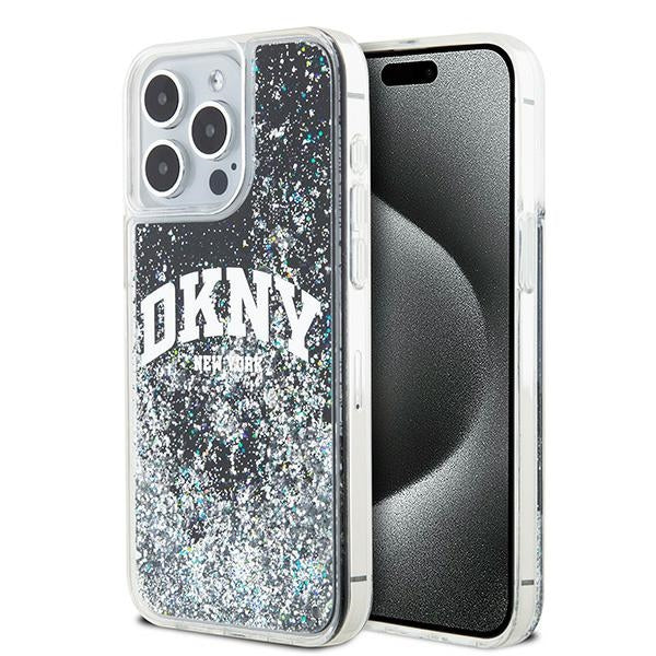 DKNY DKHCP15XLBNAEK iPhone 15 Pro Max black hardcase Liquid Glitter Big Logo
