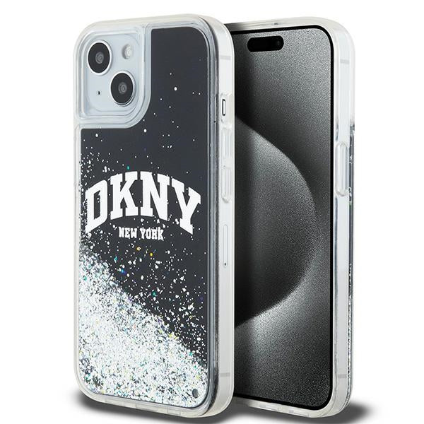 DKNY DKHCP15SLBNAEK iPhone 15 / 14 / 13 black hardcase Liquid Glitter Big Logo