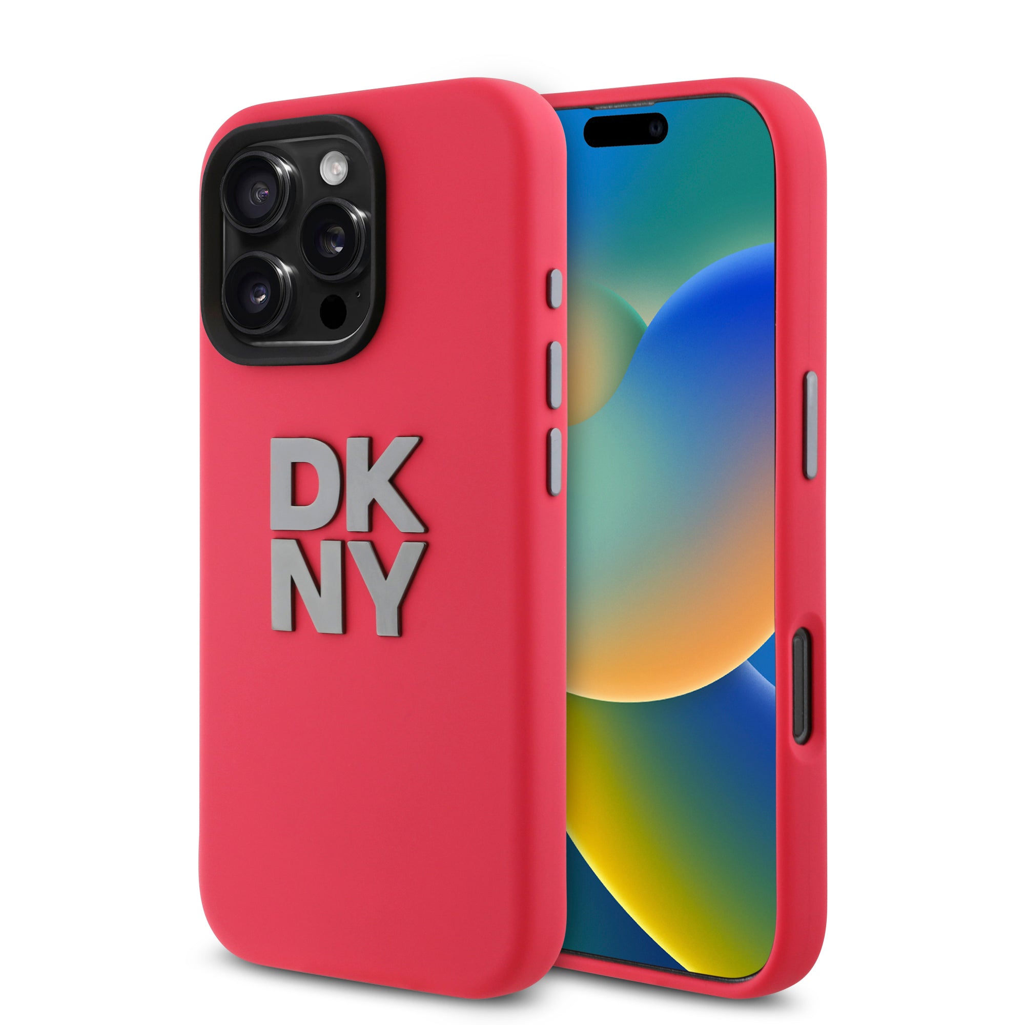 DKNY Hardcase Silicon W/ Stack Metal Logo Pink for iPhone 16 Pro