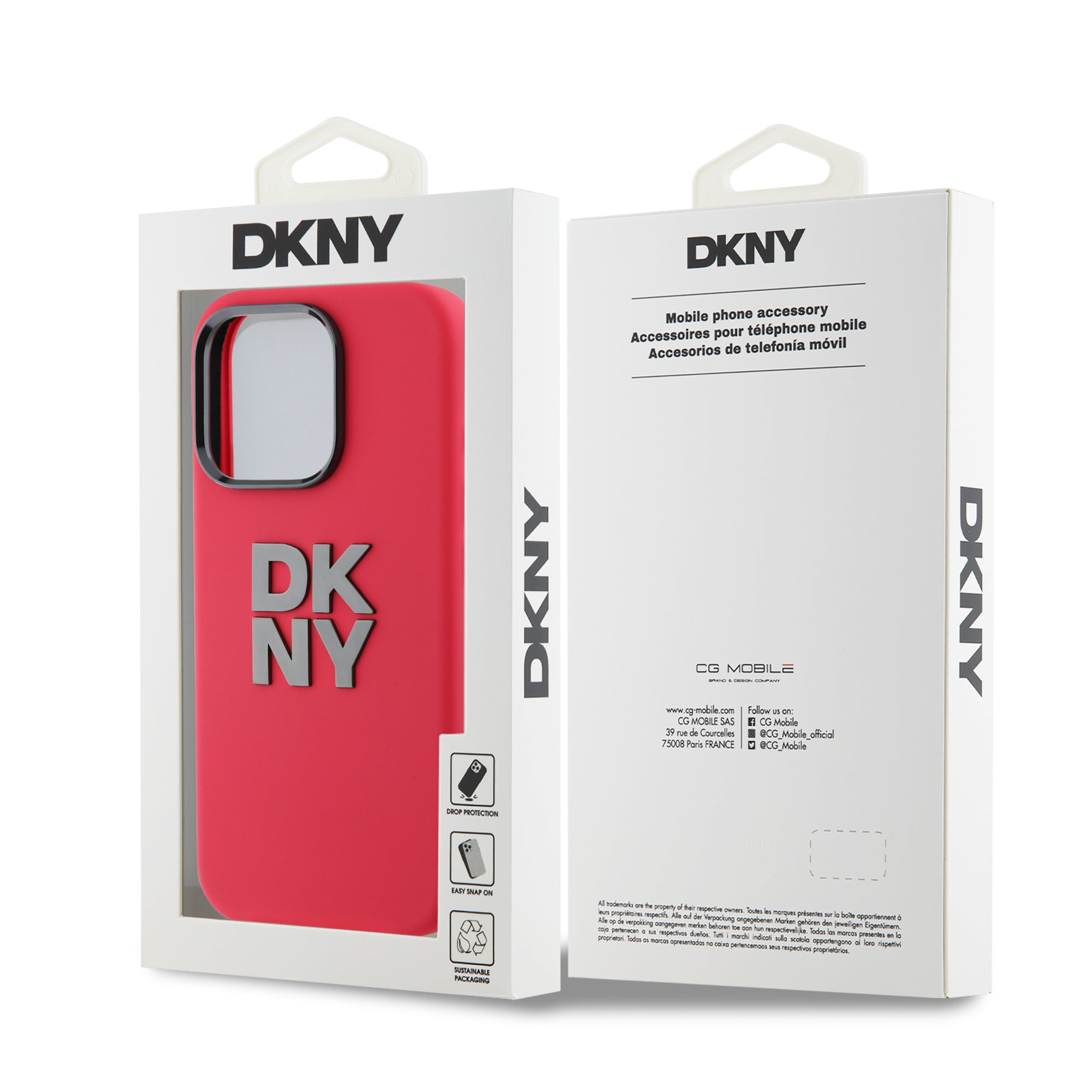 DKNY Hardcase Silicon W/ Stack Metal Logo Pink for iPhone 16 Pro