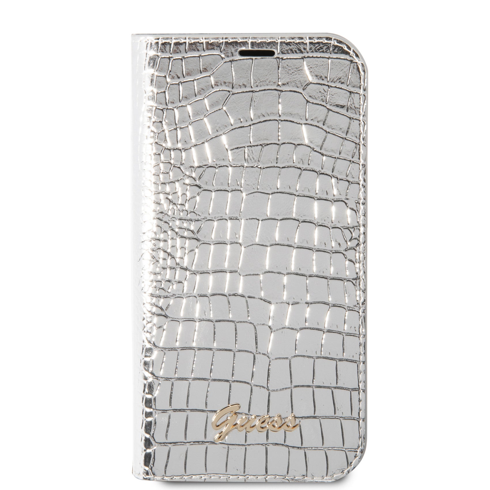 GUESS Apple iPhone 14 / 15 / 13  Book Silver Croco Case