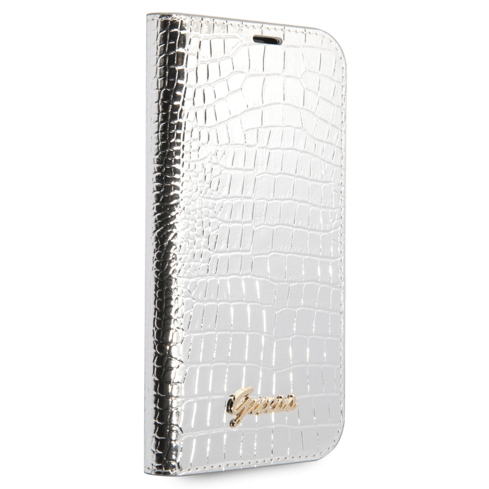 GUESS Apple iPhone 14 Plus BookCase Silver Croco