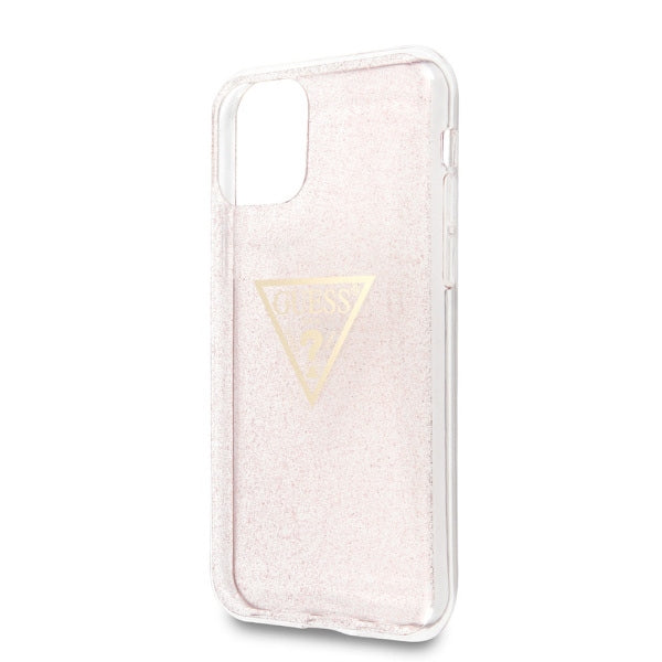 Guess GUHCN58SGTLPI iPhone 11 Pro pink hard case Glitter Triangle