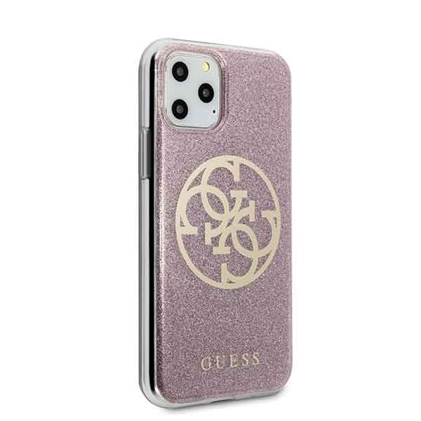 Guess GUHCN58PCUGLPI iPhone 11 Pro pink hard case 4G Circle Glitter