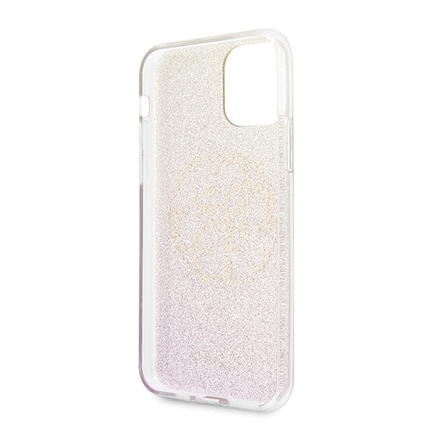 Guess GUHCN58PCUGLPGG iPhone 11 Pro gold pink hard case Glitter Gradient 4G Circle Logo