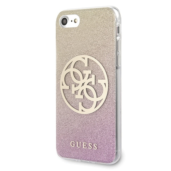 Guess GUHCI8PCUGLPGG iPhone 7/8/SE 2020 / SE 2022 gold pink hard case Glitter Gradient 4G Circle Logo