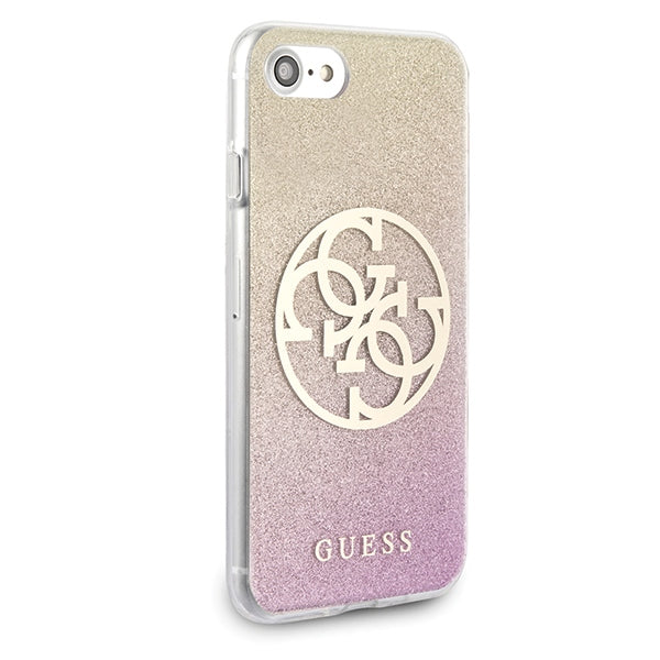 Guess GUHCI8PCUGLPGG iPhone 7/8/SE 2020 / SE 2022 gold pink hard case Glitter Gradient 4G Circle Logo