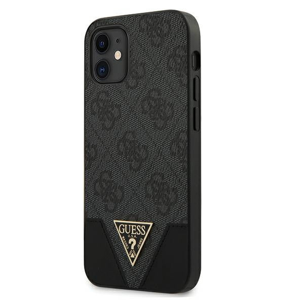 Guess GUHCP12SPU4GHBK iPhone 12 mini grey hardcase 4G Triangle Collection