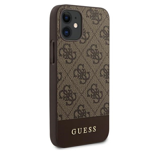 Guess GUHCP12SG4GLBR iPhone 12 mini brown hardcase 4G Stripe Collection