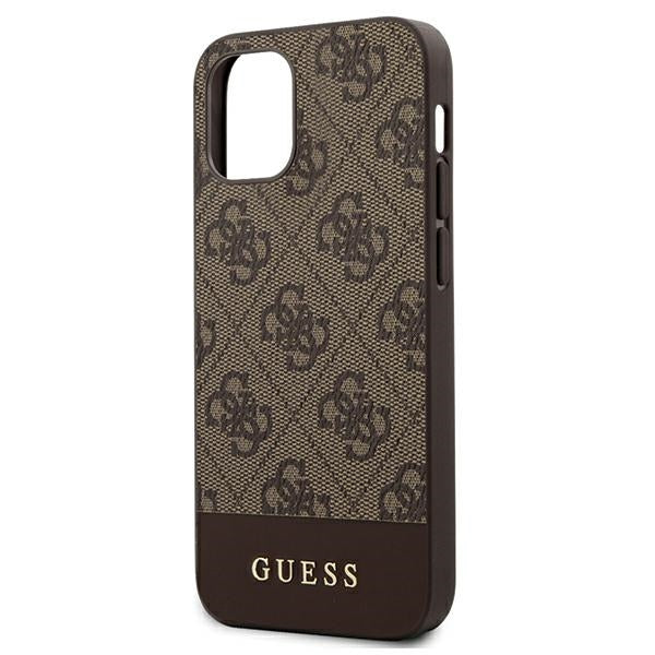 Guess GUHCP12SG4GLBR iPhone 12 mini brown hardcase 4G Stripe Collection