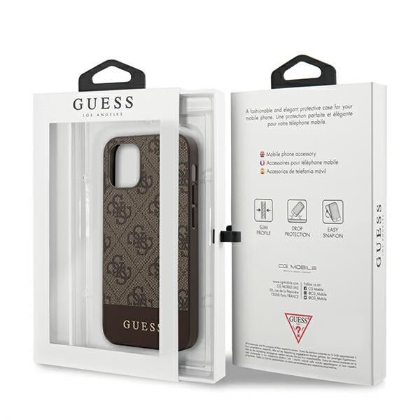 Guess GUHCP12SG4GLBR iPhone 12 mini brown hardcase 4G Stripe Collection