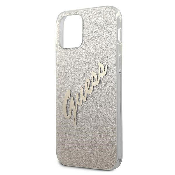 Guess GUHCP12SPCUGLSGO iPhone 12 mini gold hardcase Glitter Gradient Script