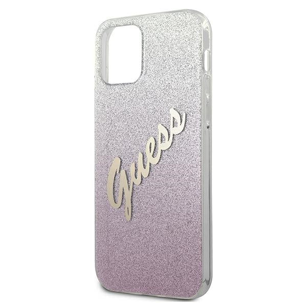 Guess GUHCP12SPCUGLSPI iPhone 12 mini pink hardcase Glitter Gradient Script