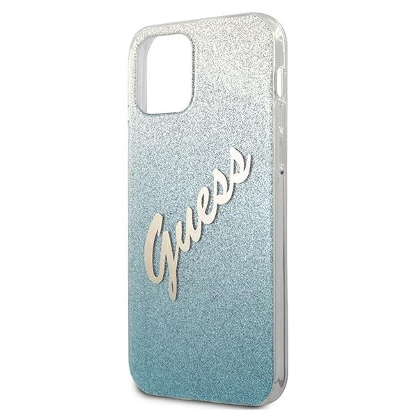 Guess GUHCP12SPCUGLSBL iPhone 12 mini blue hardcase Glitter Gradient Script