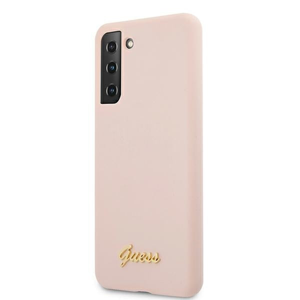 Guess GUHCS21MLSLMGLP S21+ G996 Pink hardcase Silicone Script Metal Logo