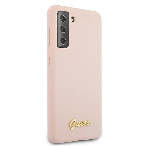 Guess GUHCS21MLSLMGLP S21+ G996 Pink hardcase Silicone Script Metal Logo