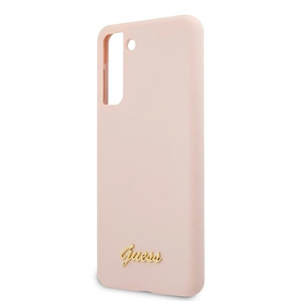 Guess GUHCS21MLSLMGLP S21+ G996 Pink hardcase Silicone Script Metal Logo