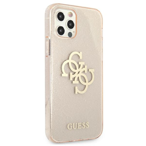 Guess GUHCP12MPCUGL4GGO iPhone 12/12 Pro gold hard case Glitter 4G Big Logo