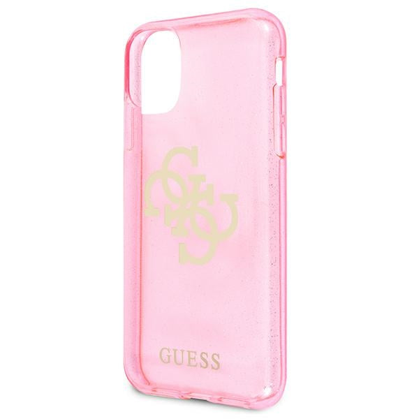 Guess GUHCN61PCUGL4GPI iPhone 11  / Xr pink hard case Glitter 4G Big Logo