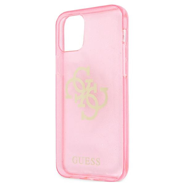 Guess GUHCP12MPCUGL4GPI iPhone 12/12 Pro pink hard case Glitter 4G Big Logo