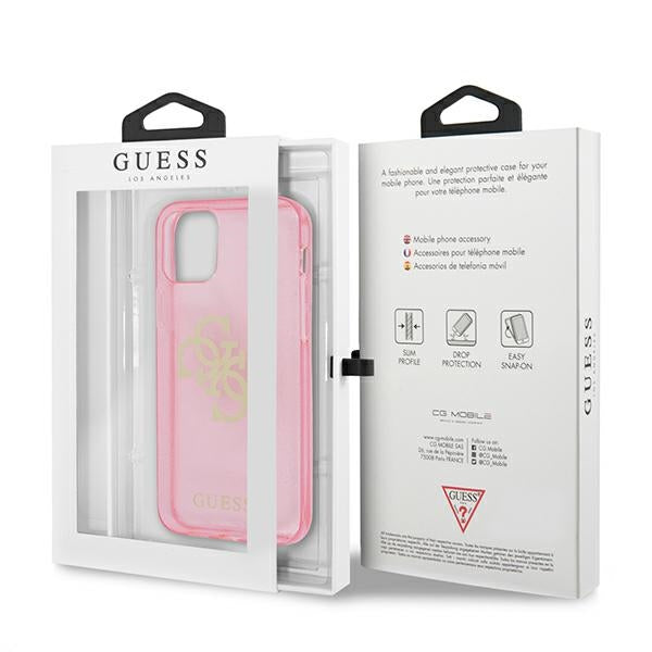 Guess GUHCP12MPCUGL4GPI iPhone 12/12 Pro pink hard case Glitter 4G Big Logo