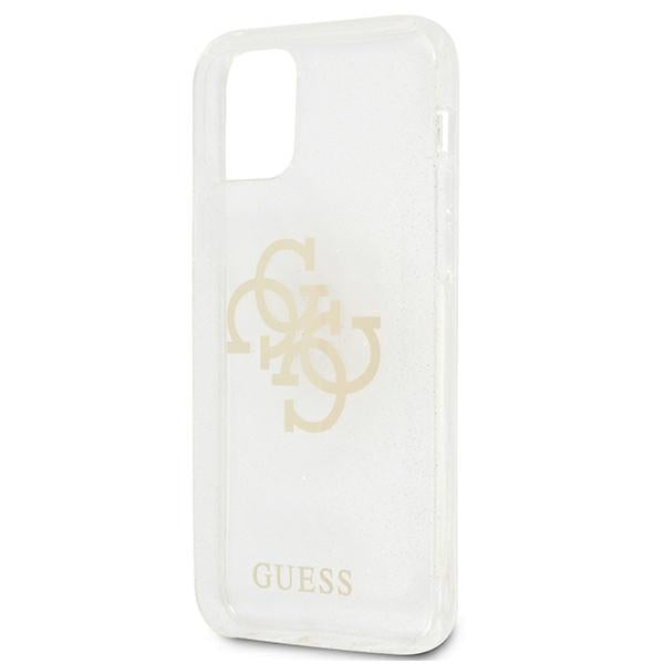 Guess GUHCP12MPCUGL4GTR iPhone 12/12 Pro transparent hard case Glitter 4G Big Logo