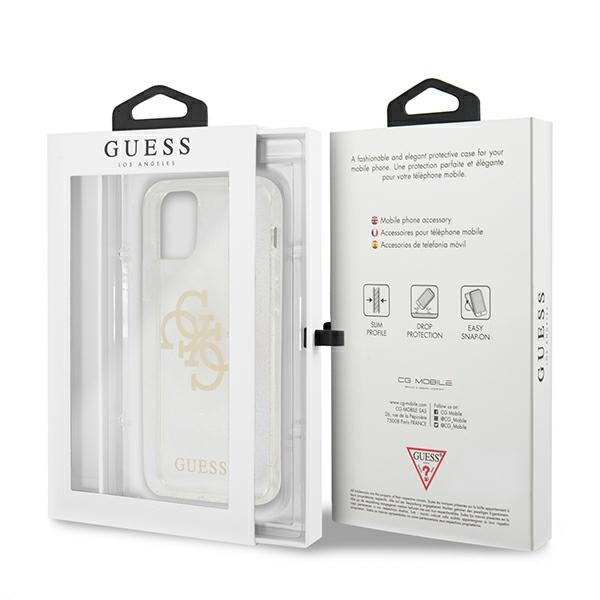 Guess GUHCP12MPCUGL4GTR iPhone 12/12 Pro transparent hard case Glitter 4G Big Logo