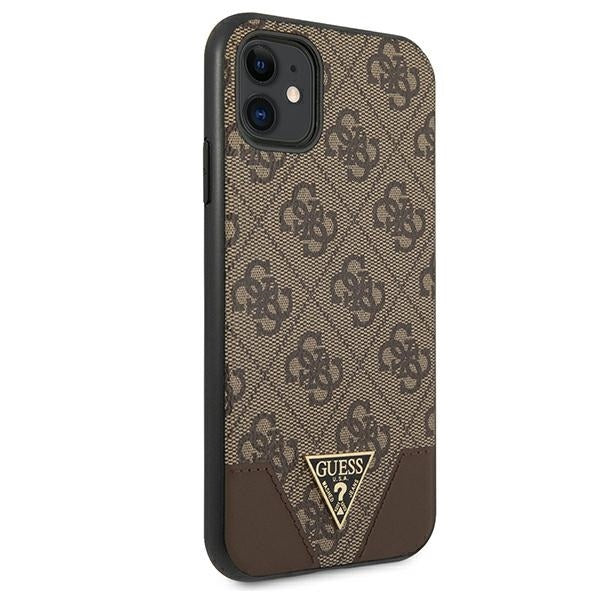 Guess GUHCN61PU4GHBR iPhone 11 / Xr brown hardcase 4G Triangle Collection