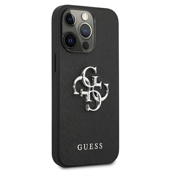 Guess GUHCP13LSA4GSBK iPhone 13 Pro black hardcase Saffiano 4G Metal Logo