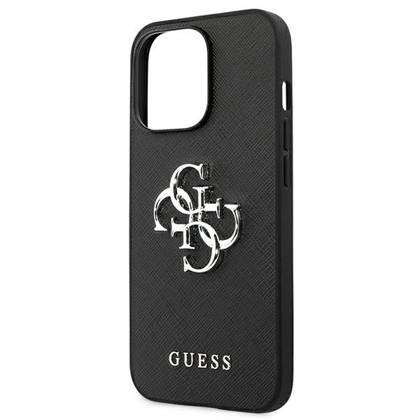 Guess GUHCP13LSA4GSBK iPhone 13 Pro black hardcase Saffiano 4G Metal Logo