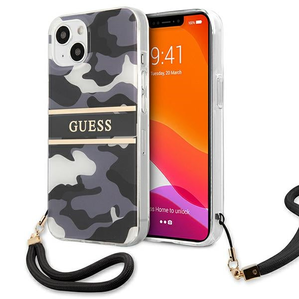 Guess GUHCP13SKCABBK iPhone 13 mini black hardcase Camo Strap Collection