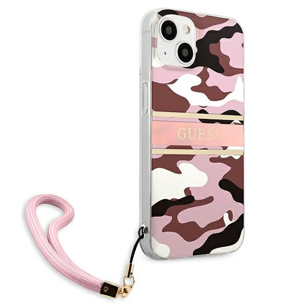 Guess GUHCP13SKCABPI iPhone 13 mini pink hardcase Camo Strap Collection