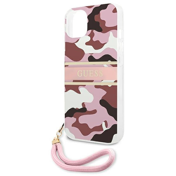 Guess GUHCP13SKCABPI iPhone 13 mini pink hardcase Camo Strap Collection