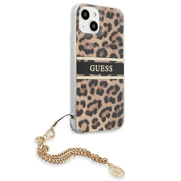 Guess GUHCP13SKBSLEO iPhone 13 mini Leopard hardcase Gold Chain