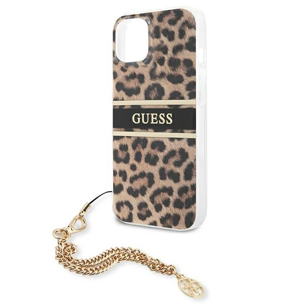 Guess GUHCP13SKBSLEO iPhone 13 mini Leopard hardcase Gold Chain